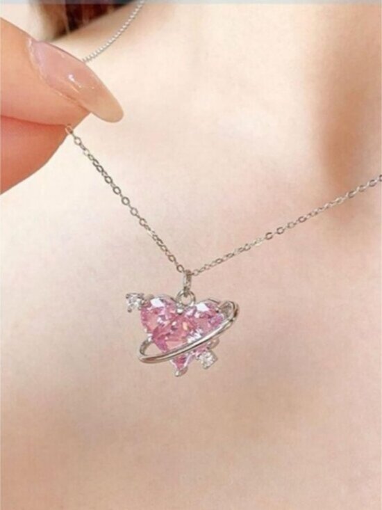 NEW Pink Heart Pendant Necklace - Picture 6 of 6